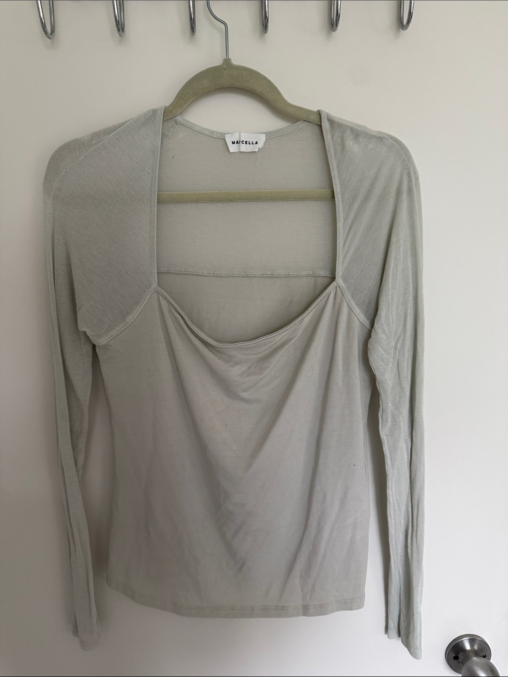 MARELLA Light Gray Long Sleeve Scoop Top